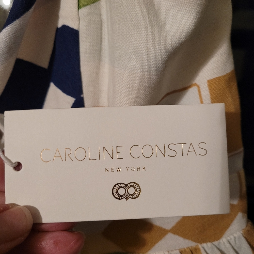 NWT Caroline Constas linen blend French theme maxi dress. - S.       F32 - Picture 3 of 13